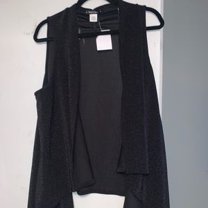 Black shimmer sleeveless cardigan